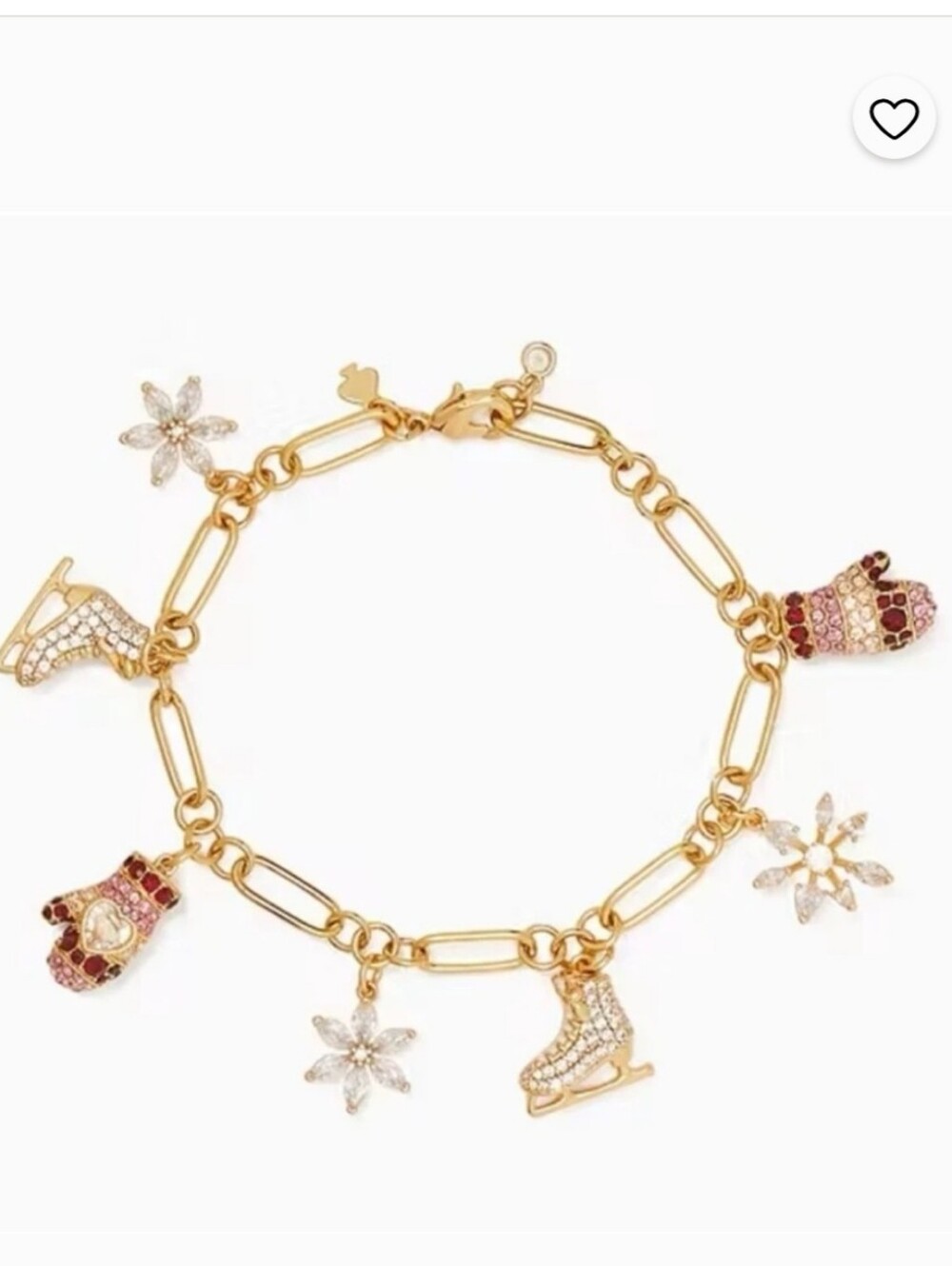 Kate Spade Gold-Tone Holiday Charm Bracelet with Red & Clear Accents